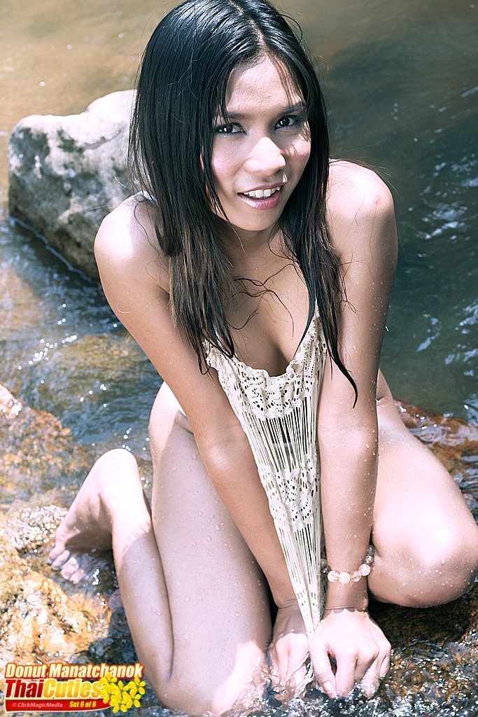 Cute Thai girl Donut Manatchanok gets totally naked in a shallow brook ポルノ写真 #424795077 | Thai Cuties Pics, Donut Manatchanok, Beach, モバイルポルノ