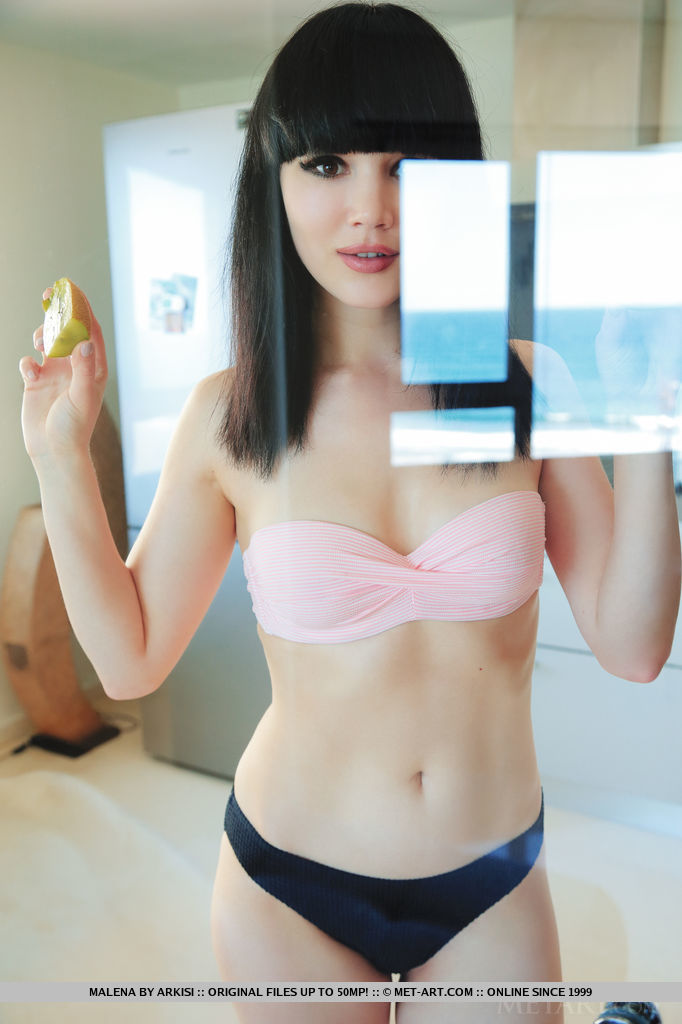 Stunning dark haired Malena doffs hot lingerie to show bald pussy on her knees foto porno #427709039 | Met Art Pics, Malena Fendi, Teen, porno ponsel
