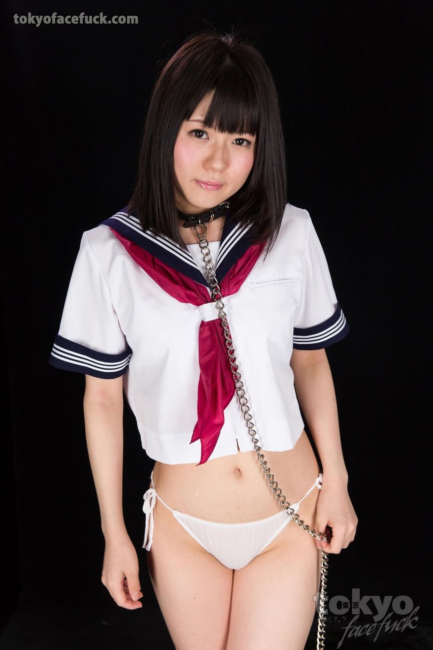 Japanese schoolgirl gets mouth fucked after being led around by a leash foto porno #424536752