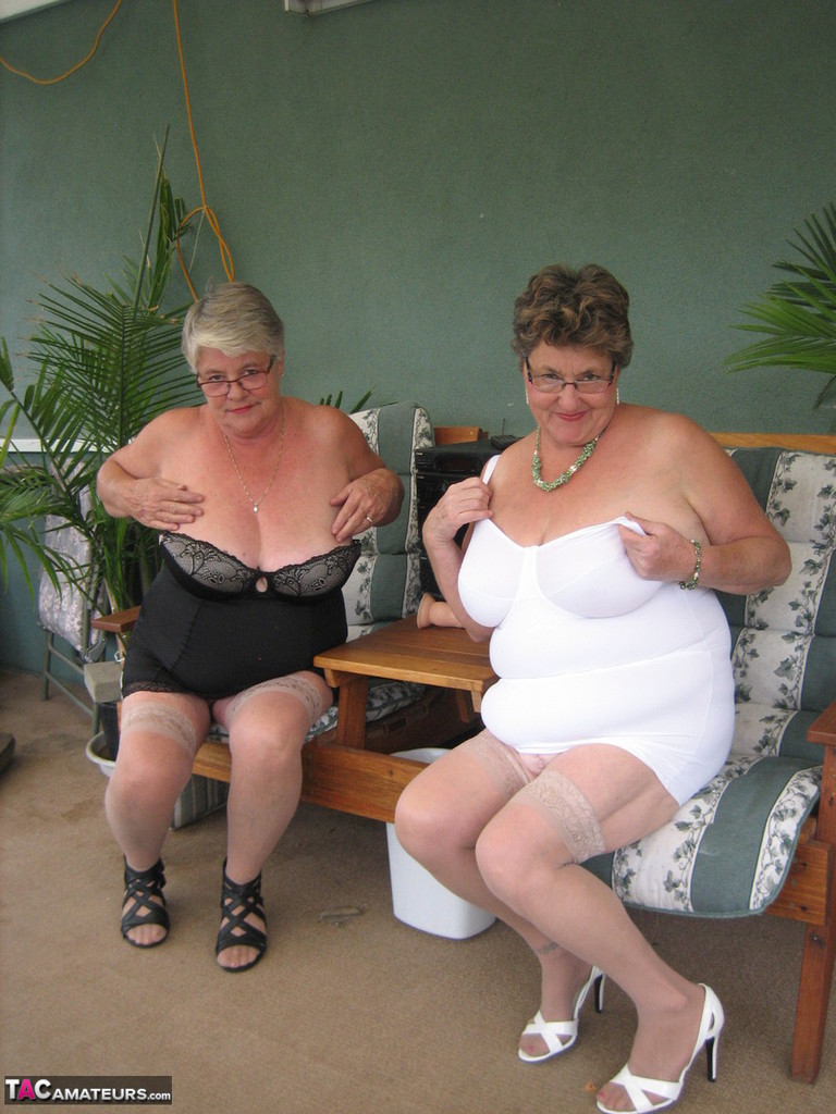 Fat Old Women Girdle Goddess Grandma Libby Hold Their Boobs After Dildo Play