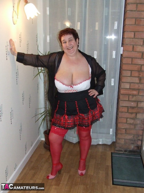 Fat amateur with short hair Kinky Carol exposes her huge tits in red nylons порно фото #424851284 | TAC Amateurs Pics, Kinky Carol, SSBBW, мобильное порно