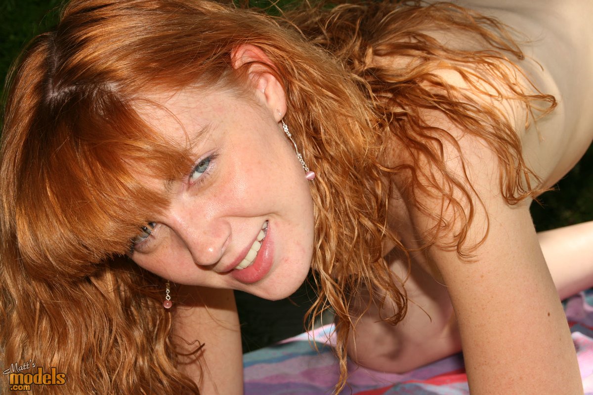 Natural redhead Marie Mc Cray makes her nude debut on a shady lounge chair foto porno #427364288