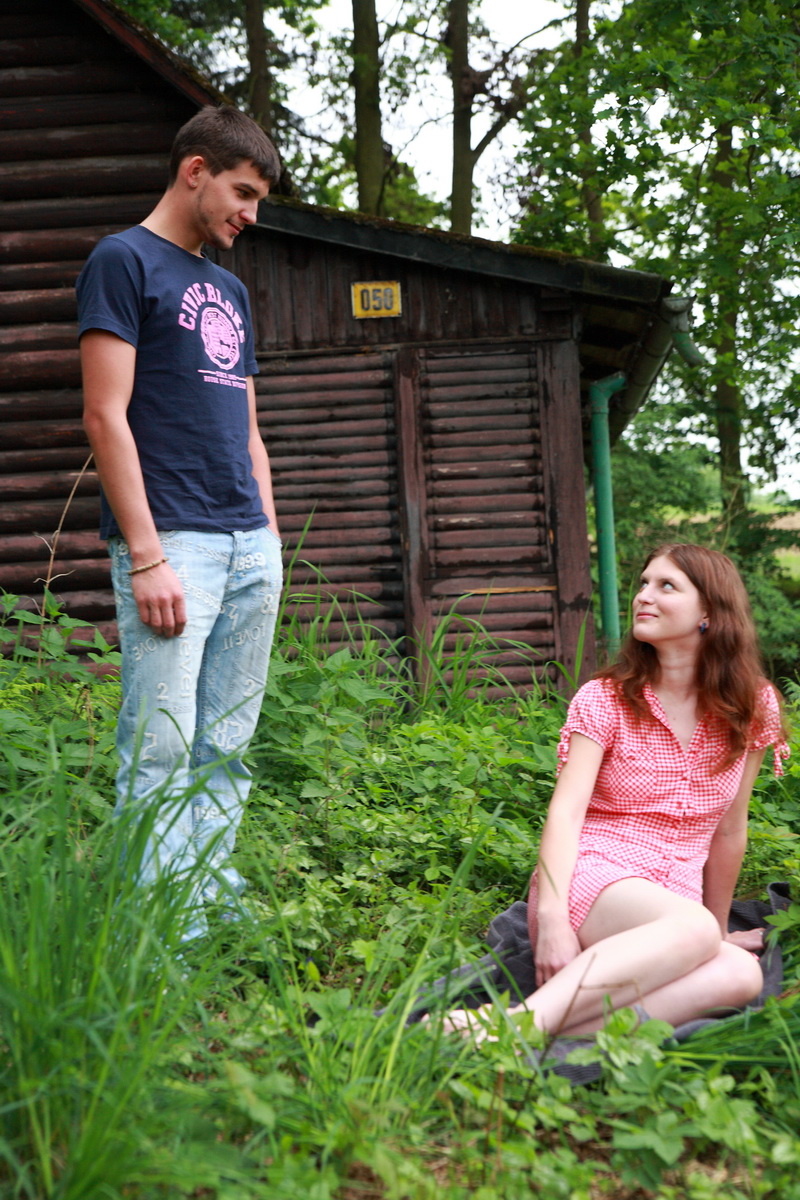Young redhead and her boyfriend have sex outside a cabin in the woods ポルノ写真 #428225346