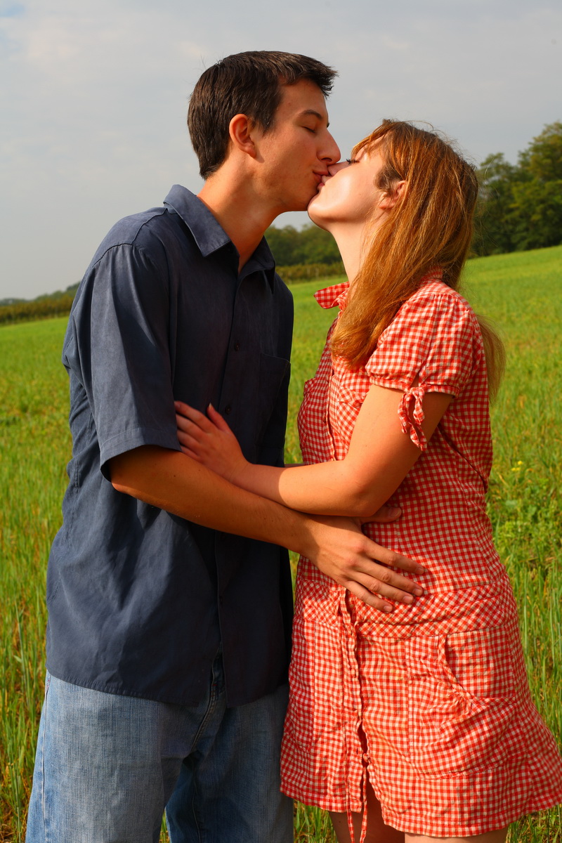 Natural redhead and her boyfriend have sexual intercourse in a wide-open field photo porno #423184622