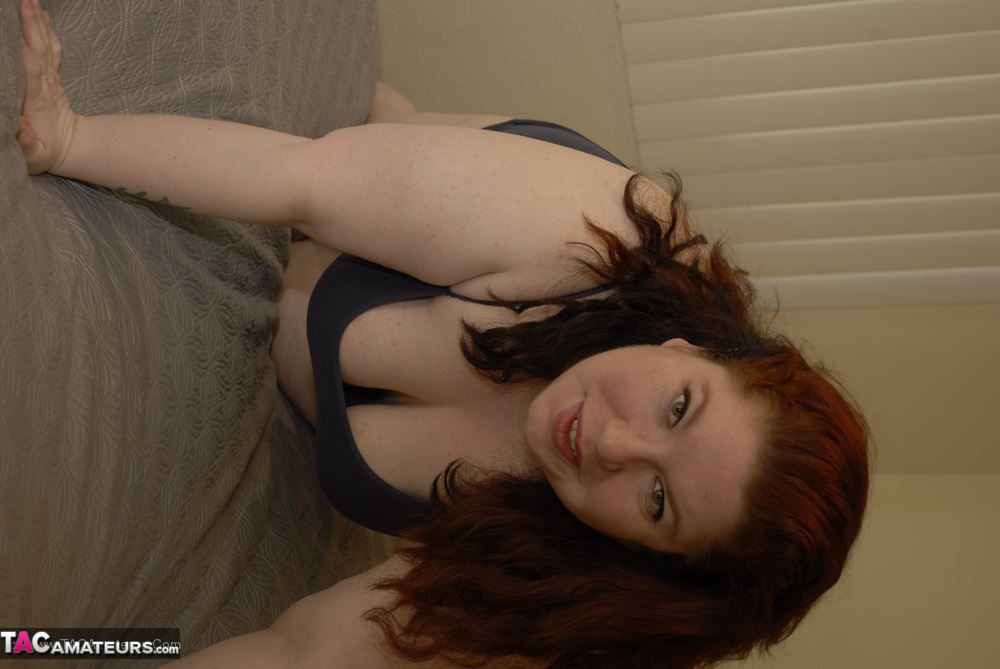 Redheaded amateur BBW Inked Oracle plays with her nipples during solo action porn photo #428260667