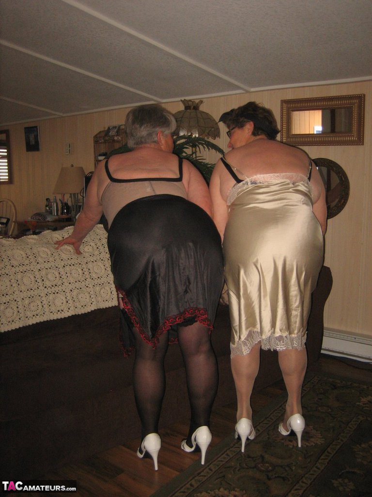 Fat Nan Girdle Goddess And Her Old Girlfriend Free Their Saggy Boobs And Twats