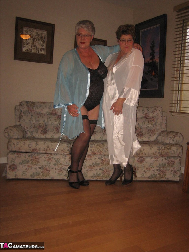 Overweight granny Girdle Goddess and her friend partake in strapon lesbian sex porn photo #428127789