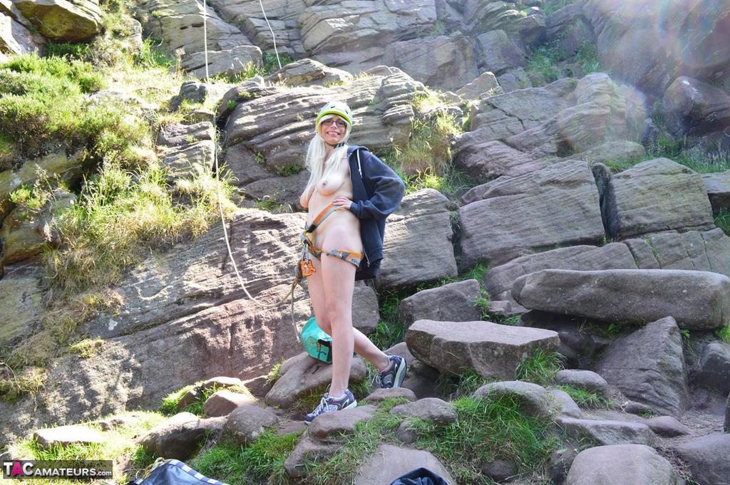 Blonde amateur Barby Slut sucks on a cock after a day of rock climbing porn photo #425971465