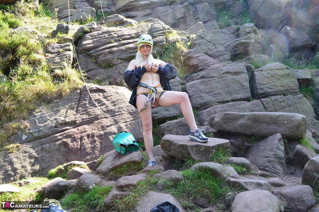 Blonde amateur Barby Slut sucks on a cock after a day of rock climbing porn photo #425523365