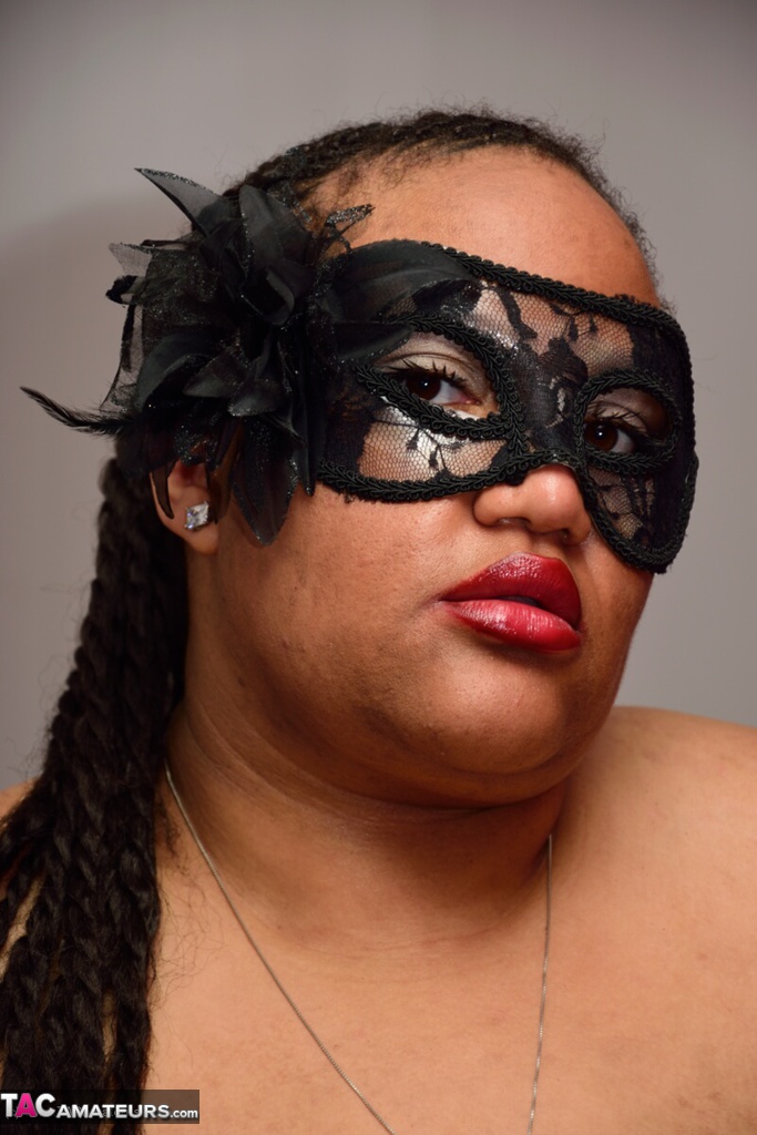 SSBBW wears a mask while unveiling her huge saggy tits and massive ass porn photo #422625571