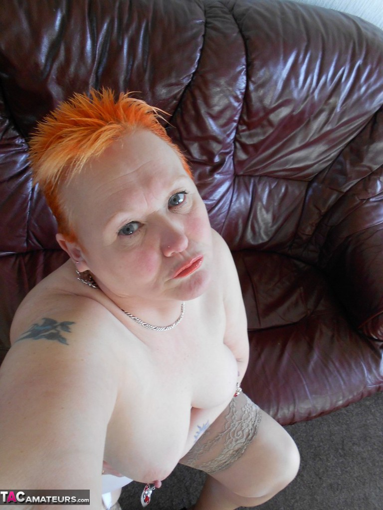 Older Redhead Valgasmic Exposed Sports Nipple Clamps While Masturbating