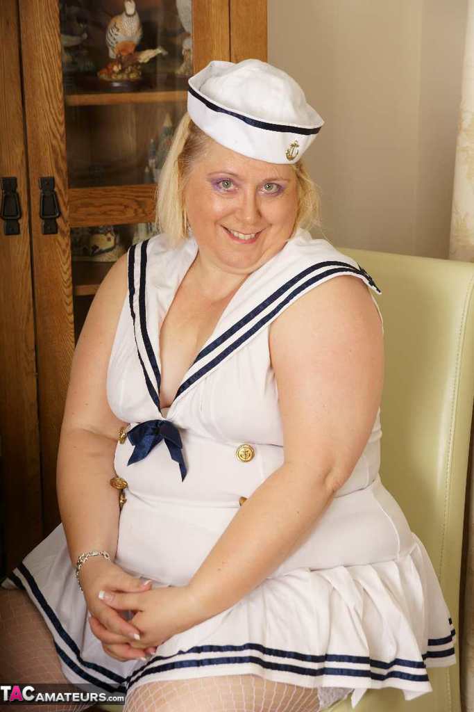 Blonde BBW Lexie Cummings plays with her pierced pussy in a sailor uniform porn photo #426795227