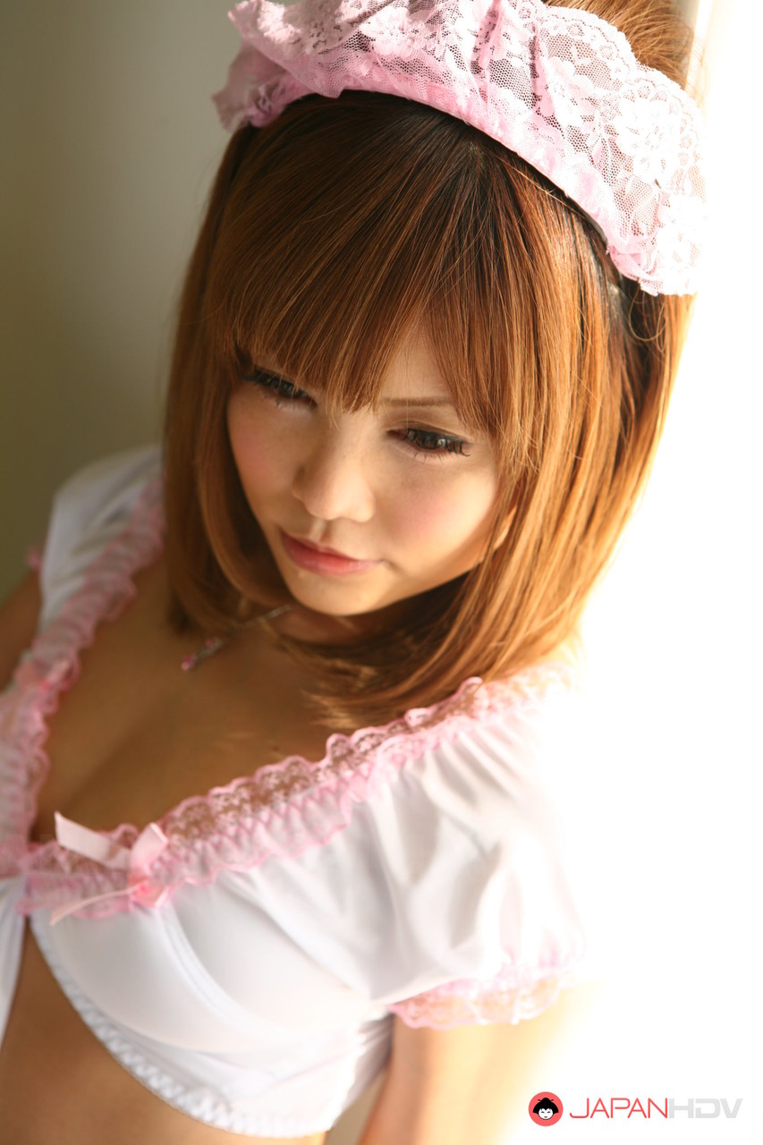 Adorable Japanese redhead Hitomi Yoshino poses non nude in a maid's uniform porno foto #425147446