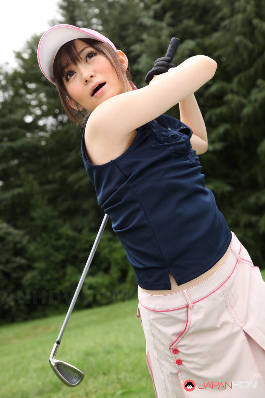Sweet sports girl Michiru Tsukino practices her golf swing nude on the links Porno-Foto #428612578