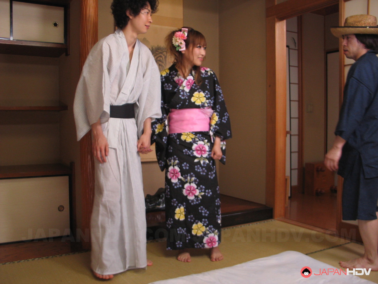 Japanese housewife Eri Hoshikawa got her coochie creampied in a kinky 3some foto porno #424541252