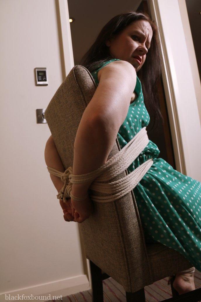 Distressed mature woman in polka-dot dress tied up & gagged for BDSM fun porno fotoğrafı #428607998