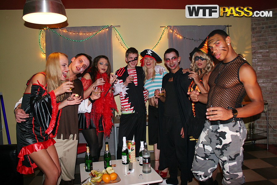 College students participate in group sex while attending a Halloween party porno foto #426304841