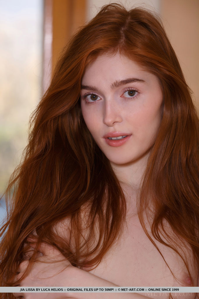 Redhead teen Jia Lissa shows her landing strip pussy in fetish clothing foto porno #426826596