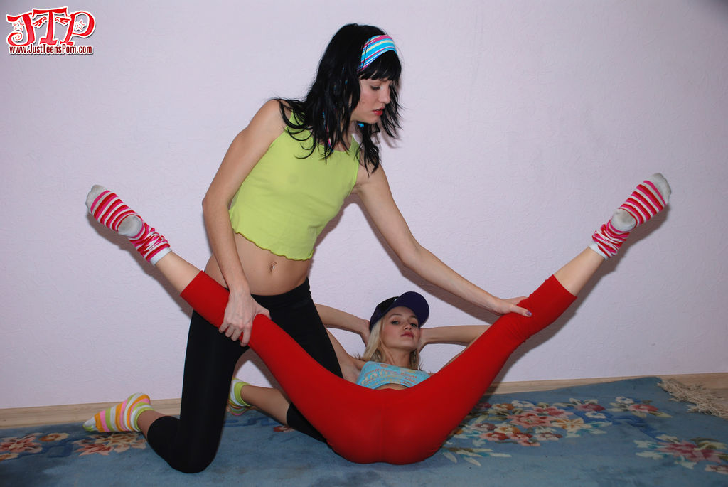 Two hot lesbian chicks fondle each others sensitive legs and other spots of porno foto #425765166 | Just Teens Porn Pics, Yoga Pants, mobiele porno