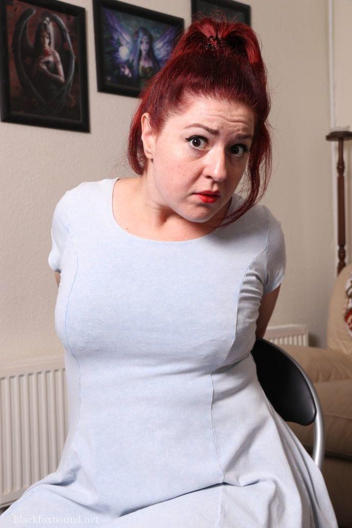 Fat British woman is tied to a chair with clothes on while cleave gagged foto porno #425546881
