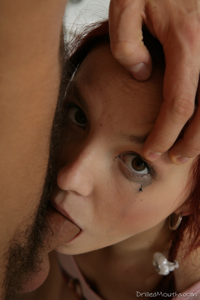 Young redhead Oksana licks her lips after deepthroating her guy's penis ポルノ写真 #424034317