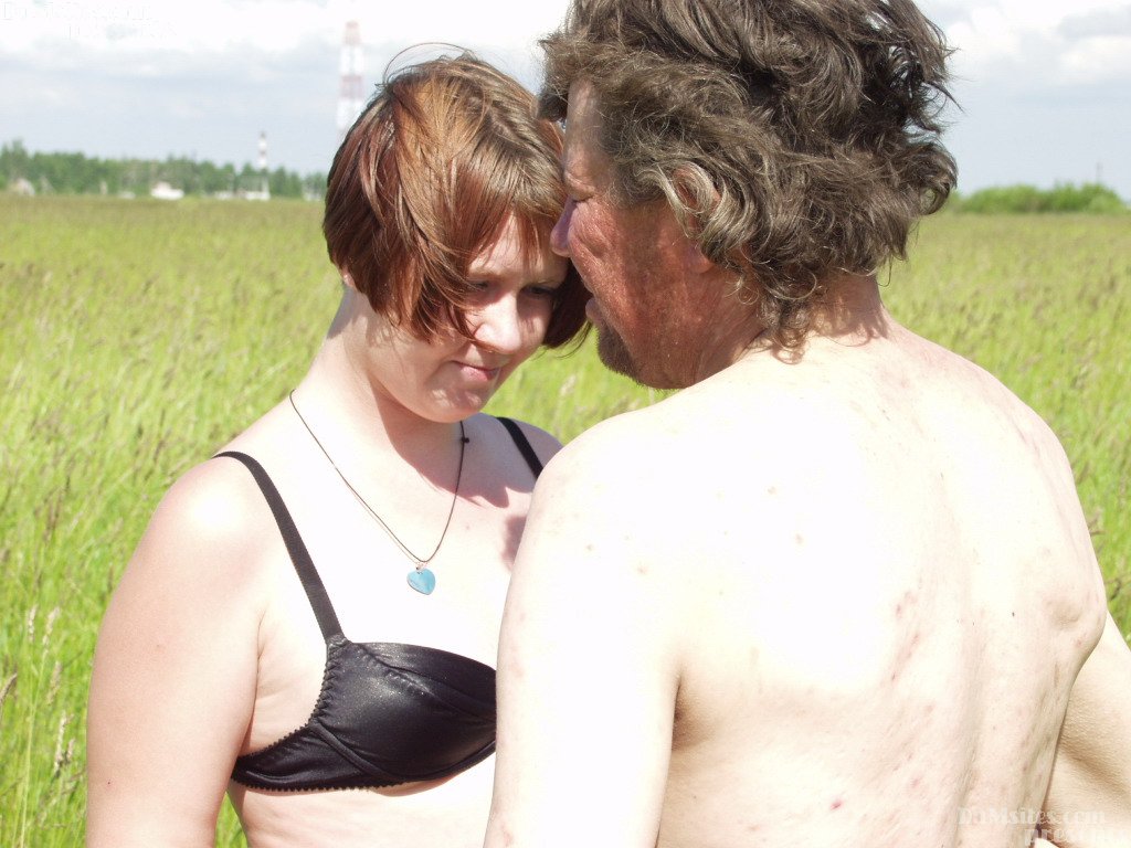 Short Haired Fatty Heads Into A Farmer's Field For Sex With A Homeless Man