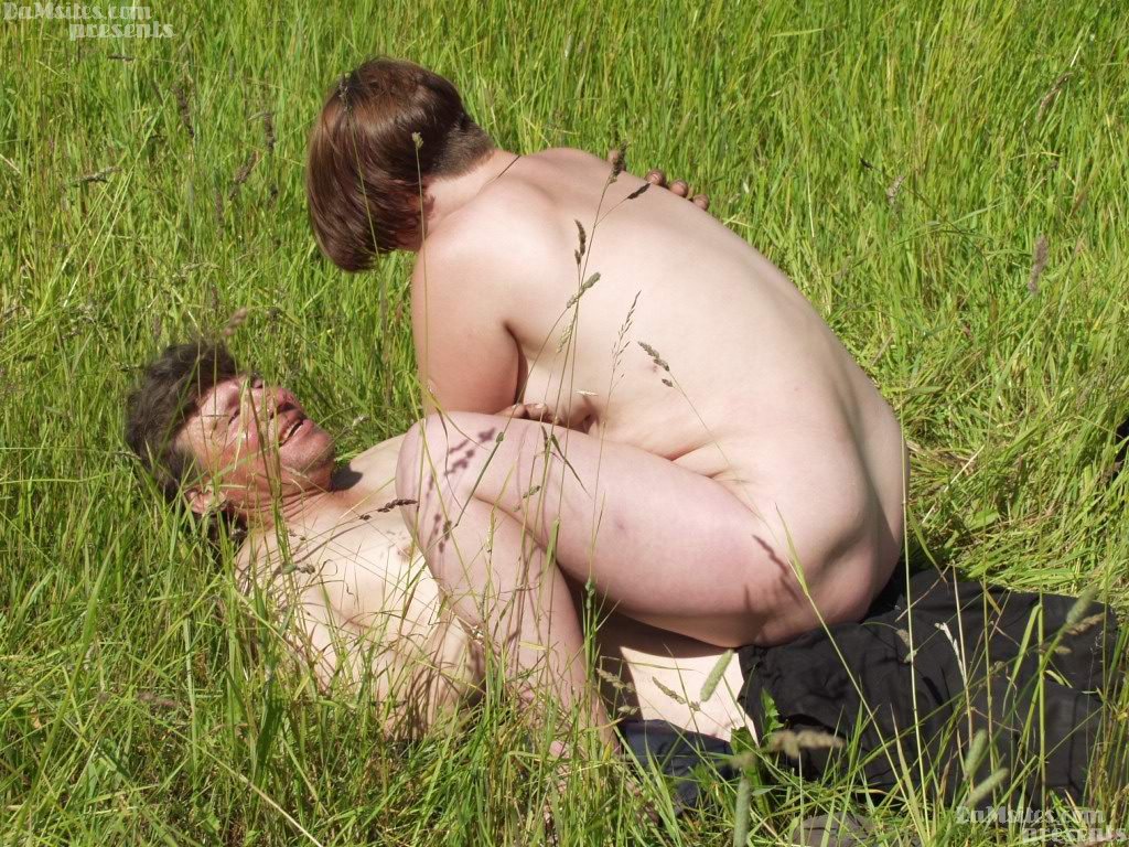 Short Haired Fatty Heads Into A Farmer's Field For Sex With A Homeless Man