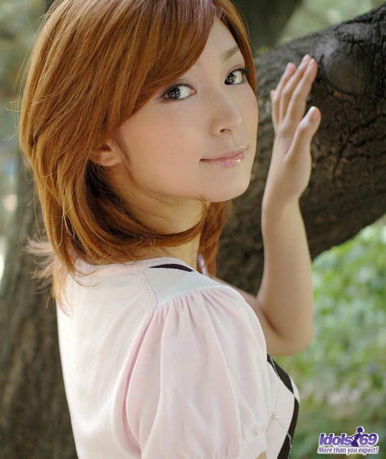 Young Japanese girl with red hair shows her upskirt underwear foto porno #428937567
