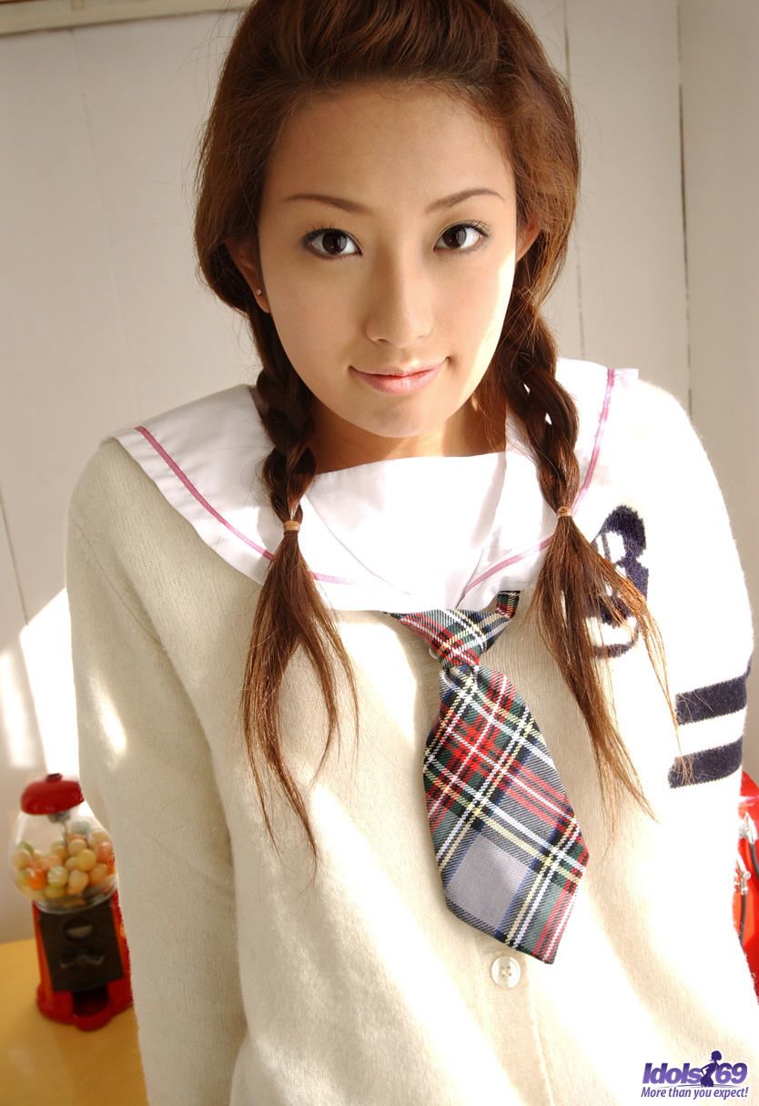 Cute Japanese schoolgirl Nao Yoshizaki removes cute panties to show her bush porno fotky #427034081