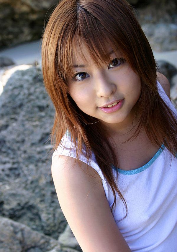Adorable Japanese girl Miyu Sugiura frees sand clad ass while getting naked foto porno #425583929