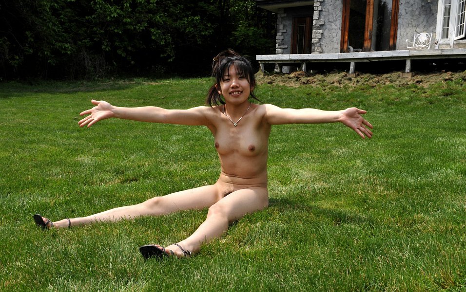 Cute Japanese teen Youzn runs around a backyard in the nude porno fotky #424616722