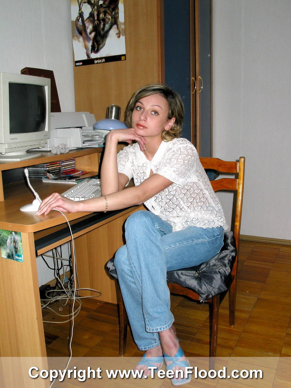 Sweet teen Irina gets naked for the first time at a computer desk ポルノ写真 #425067064