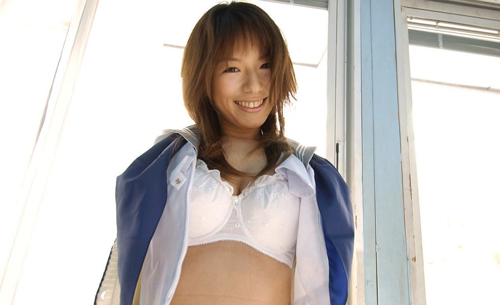 Cute Japanese student Towa Aino takes off her brassiere in a tempting manner porn photo #424101179