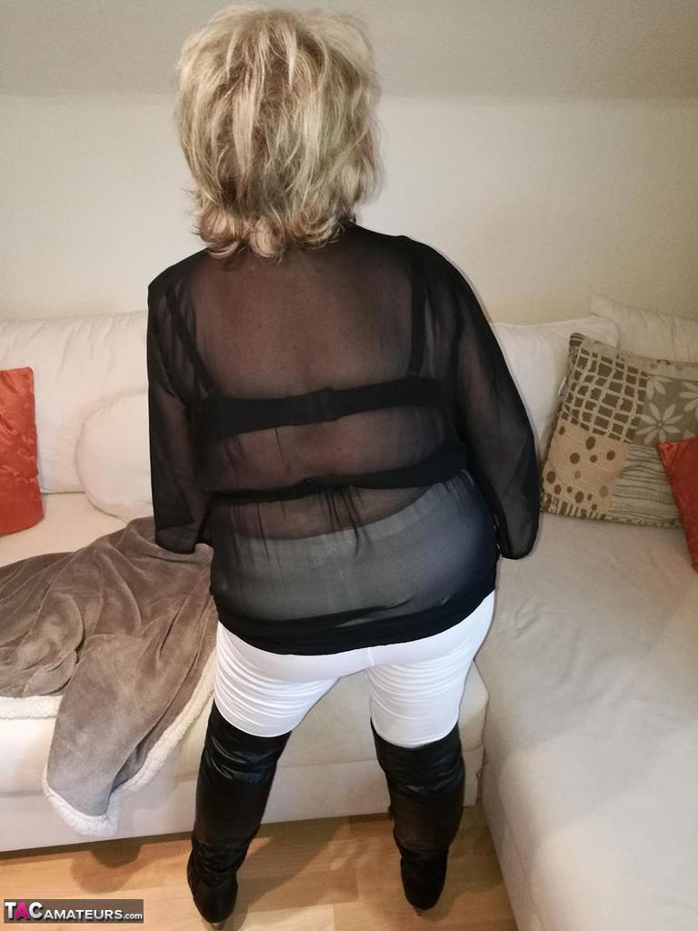 Amateur fatty Caro removes OTK boots and white hose to show her snatch zdjęcie porno #425549127