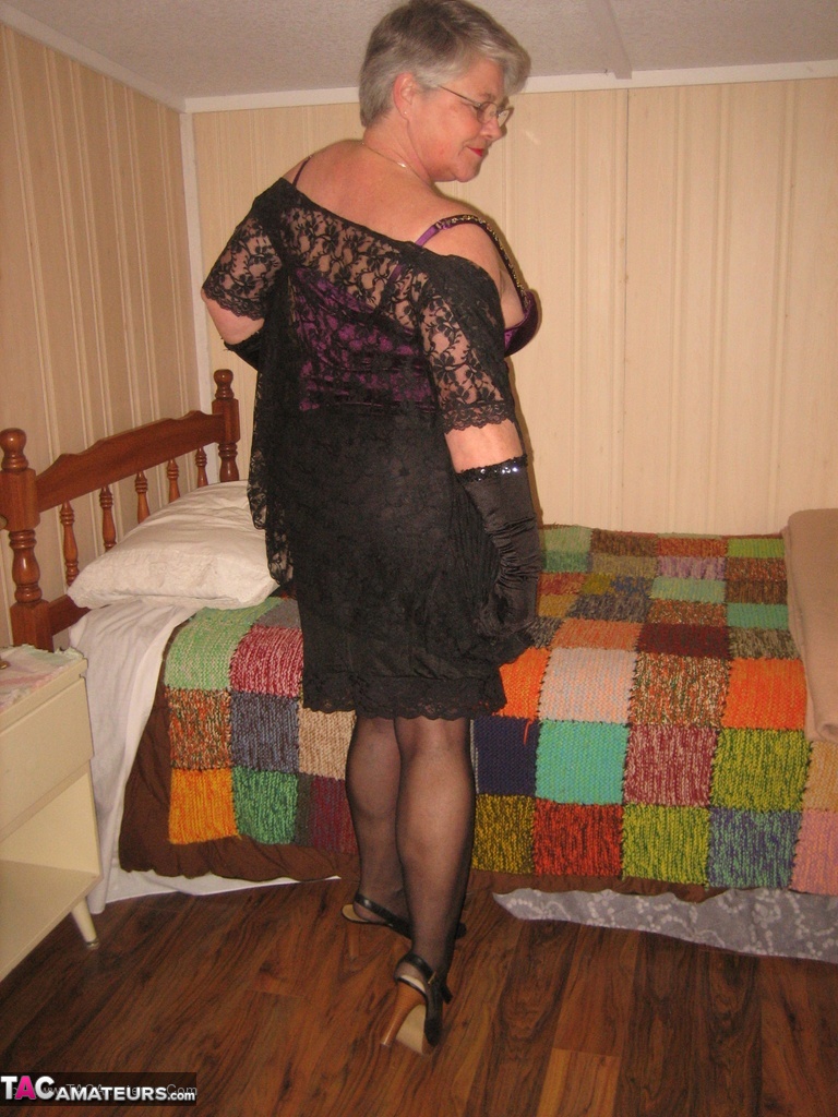 Old Fatty Girdle Goddess Gets Naked In Her Bedroom While Wearing Black Gloves
