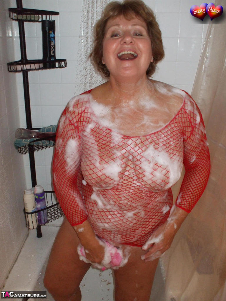 Older amateur Busty Bliss soaps up her boobs in a mesh dress foto pornográfica #426542546 | TAC Amateurs Pics, Busty Bliss, Shower, pornografia móvel