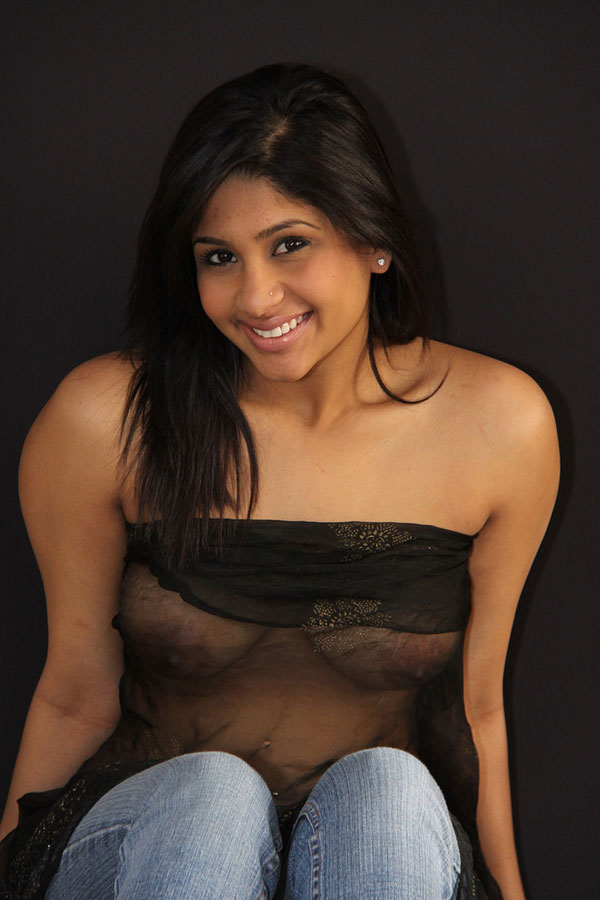 Indian babe shows her big natural tits in and out of see thru lingerie porn photo #425056587