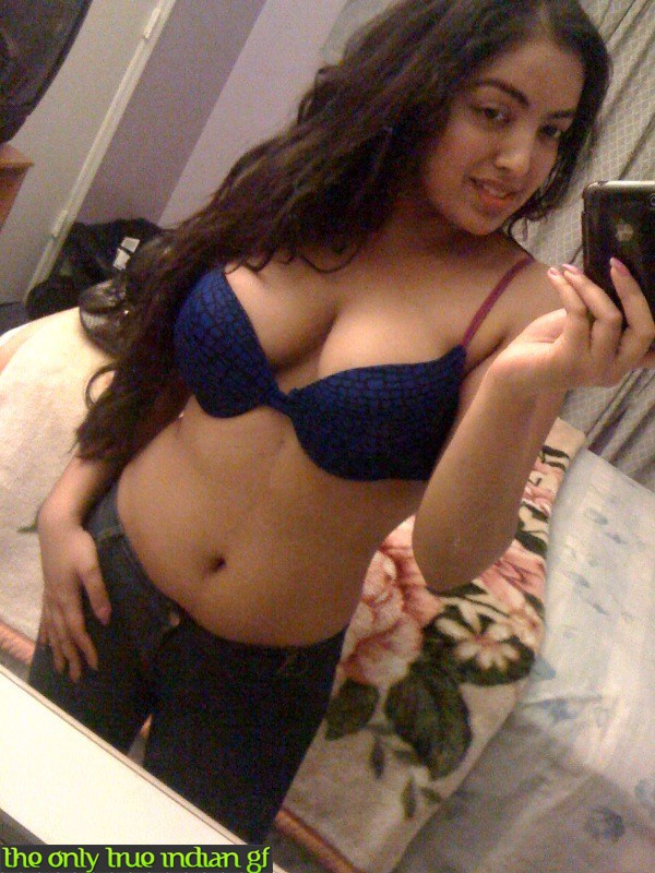 Busty Indian girl with long hair changes her bras during self shots foto porno #428565175