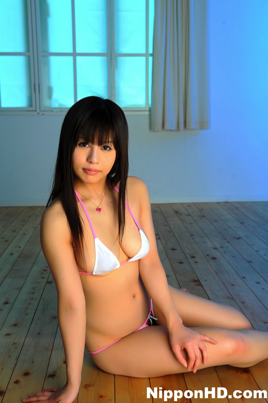 Sweet Japanese girl fondles her bikini covered breasts during solo action foto porno #426881120