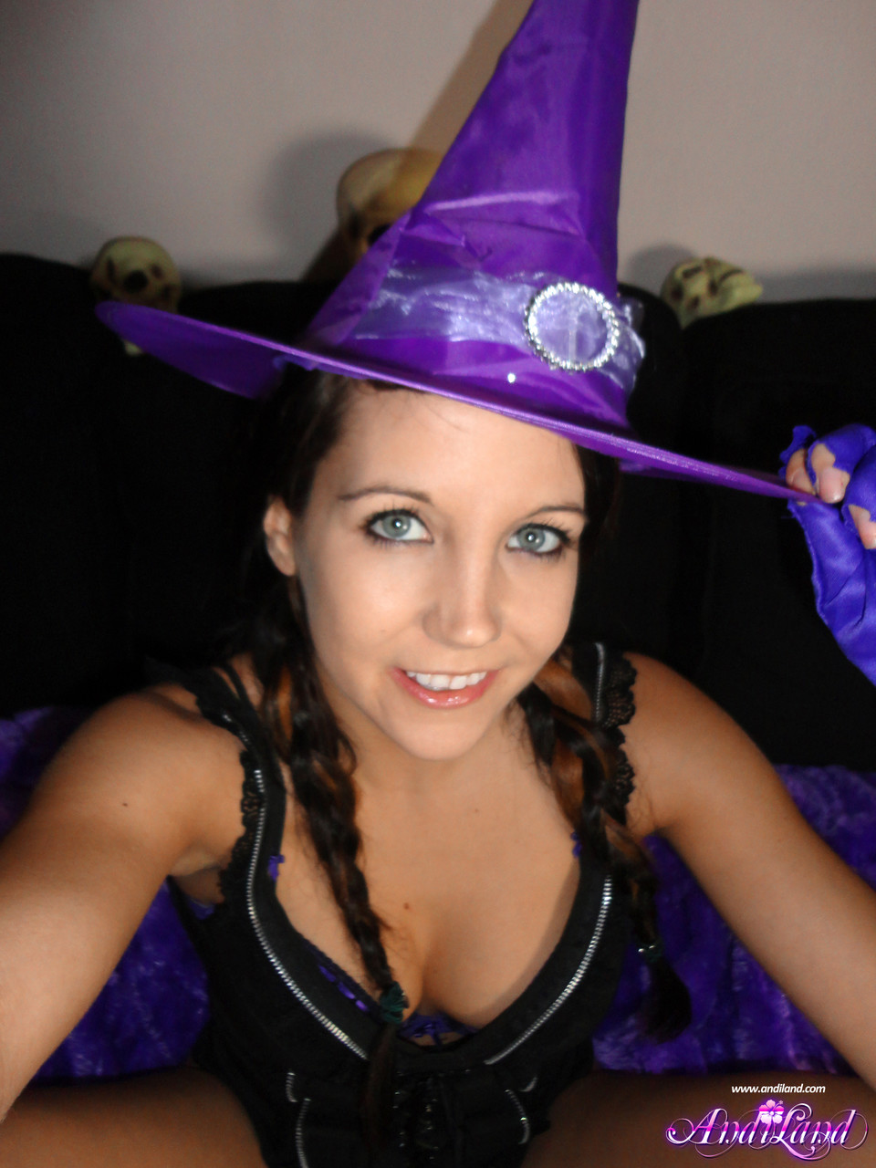 Teen amateur Andi Land teases during upskirt action in a Halloween outfit foto porno #428432666