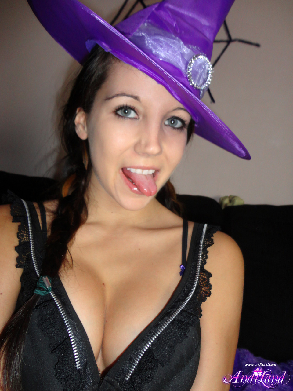 Teen amateur Andi Land teases during upskirt action in a Halloween outfit porn photo #428432669