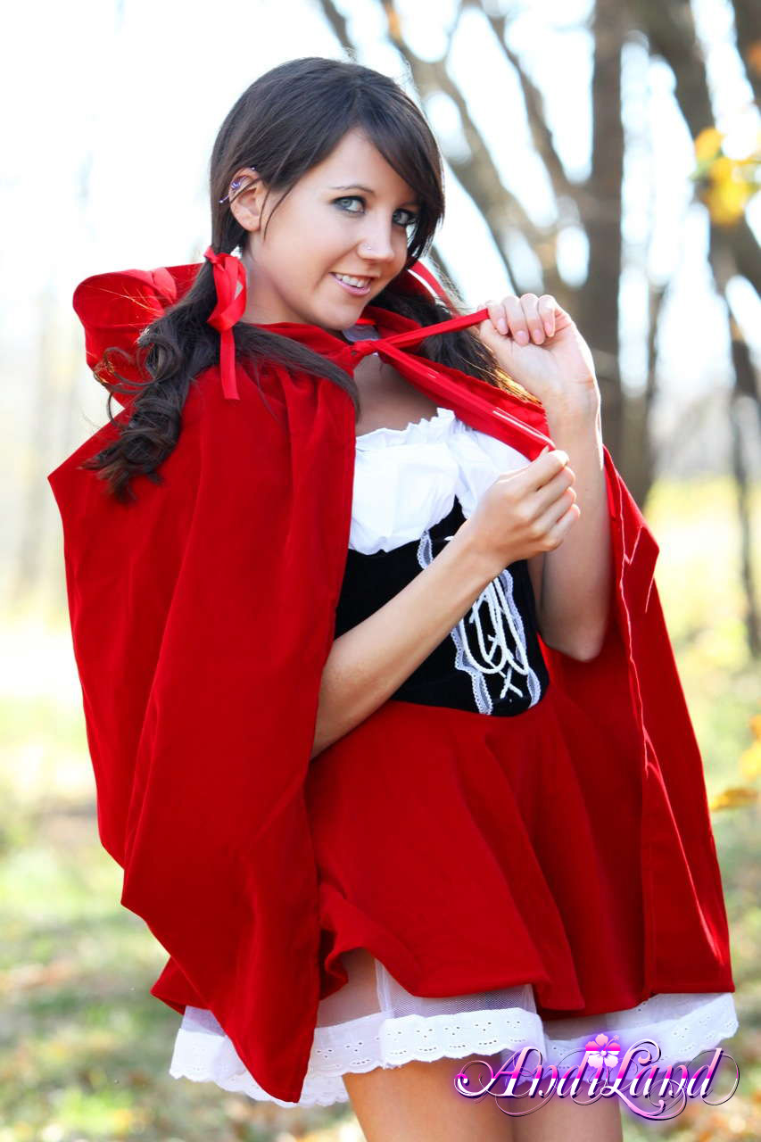 Sweet teen Andi Land frees her tits and twat from a Red Riding Hood outfit porn photo #422715521