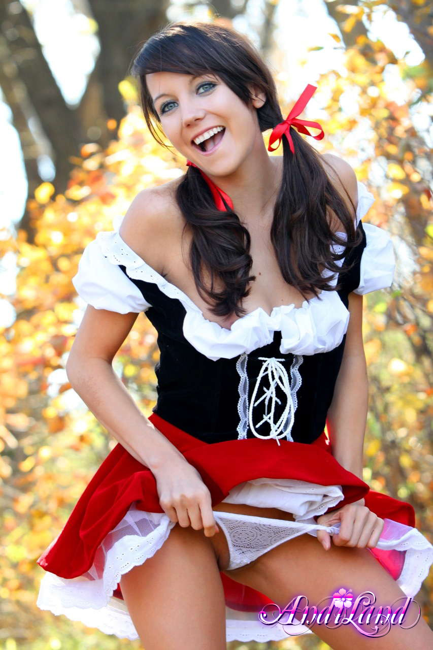 Sweet teen Andi Land frees her tits and twat from a Red Riding Hood outfit 포르노 사진 #422715570