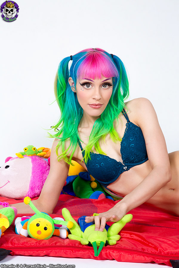 Tall teen Dorothy Perkins models totally naked with dyed hair in pigtails foto porno #428595341