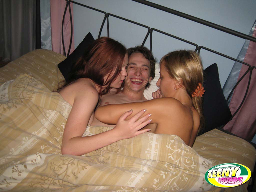 Bisexual teens and their fuck buddy spend that day in bed having a threesome porn photo #427815429