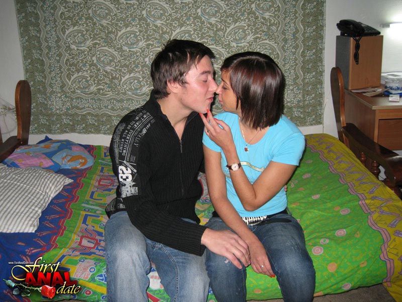 Horny teens kiss before undressing for a hard couples fuck on their shared bed porn photo #427677587