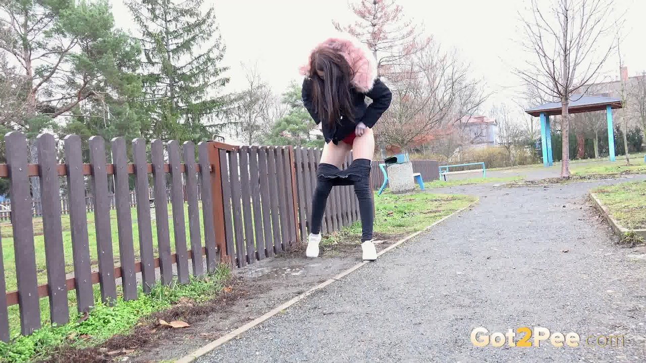 Sexy Katy relieves her pee desperation in public 포르노 사진 #428543623