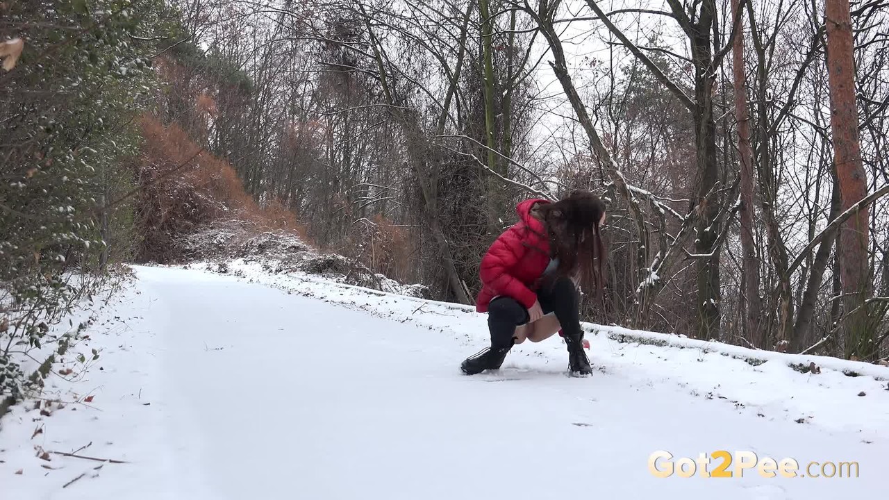 Cynthia Vellons melts the snow as she pees outside porn photo #426318637