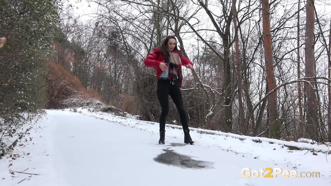 Cynthia Vellons melts the snow as she pees outside photo porno #426318655