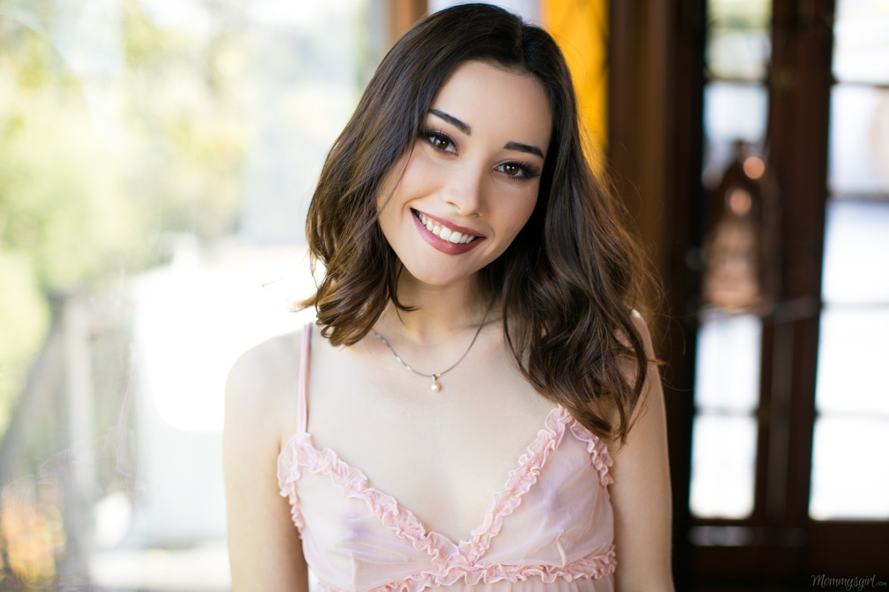 Brunette teen with a pretty face Aria Lee removes sheer lingerie to pose nude ポルノ写真 #422587574 | Mommys Girl Pics, Aria Lee, Tiny Tits, モバイルポルノ